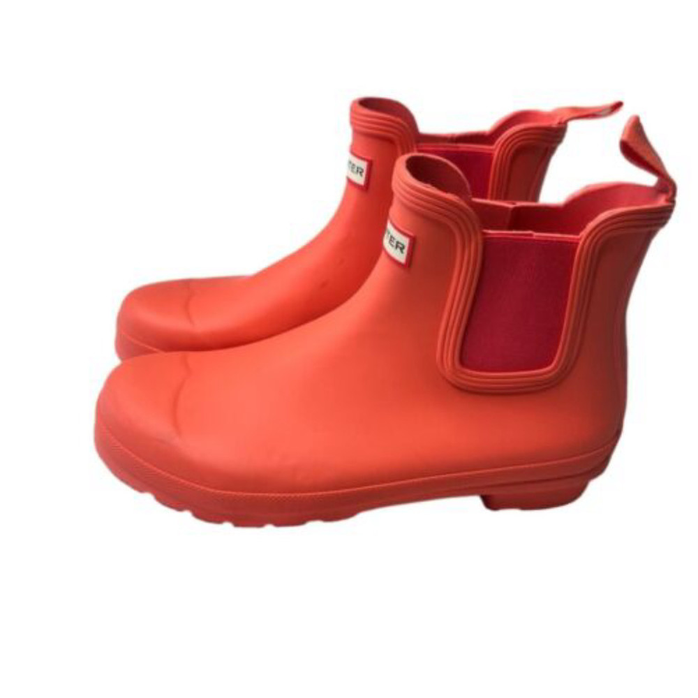 Hunter Women's Orange Ankle Rain Boots